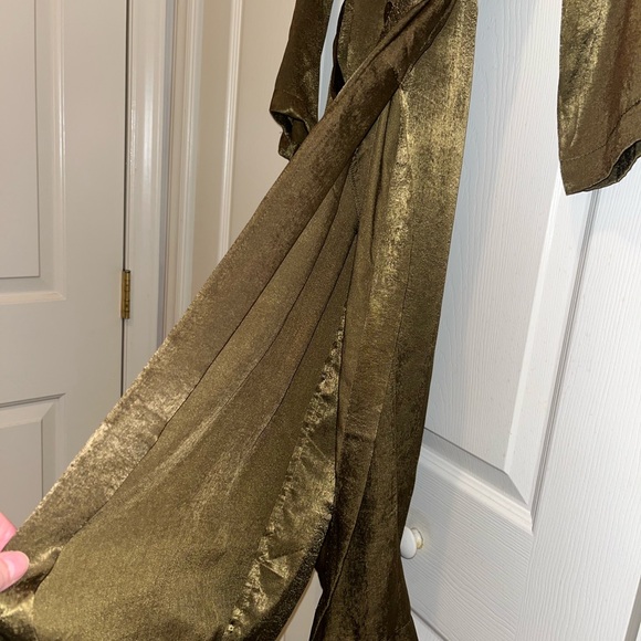 Umgee Long Shiny Green Thin Dressy Trench Coat - Picture 7 of 10